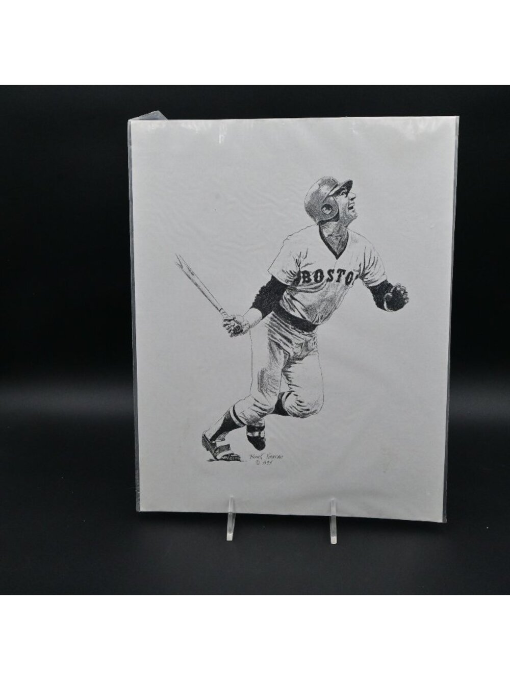 Boston Red Sox Carl Yastrzemski Print Frank Nareau Baseball Art Vintage 1995